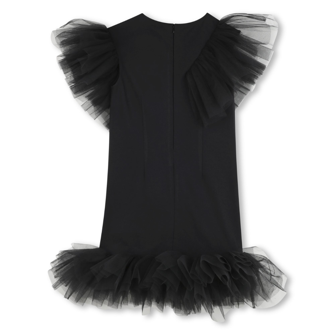 KARL LAGERFELD - Black Jersey & Tulle Ruffle Dress