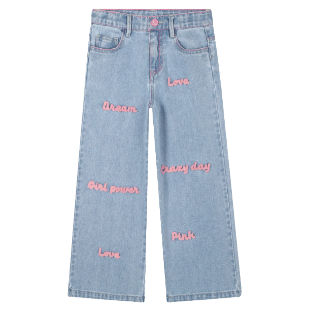 Billieblush - Girls Blue Denim Wide-Leg Jeans