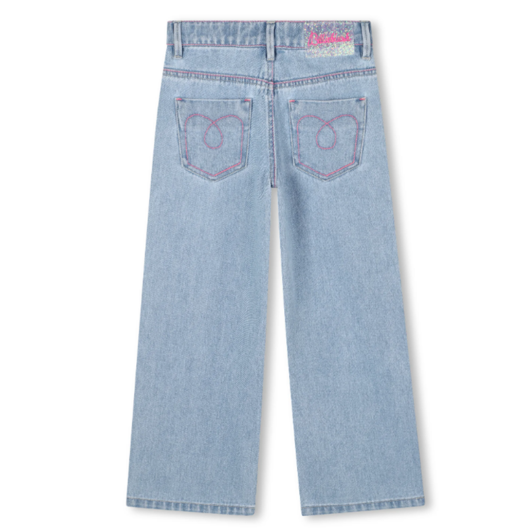 Billieblush - Girls Blue Denim Wide-Leg Jeans