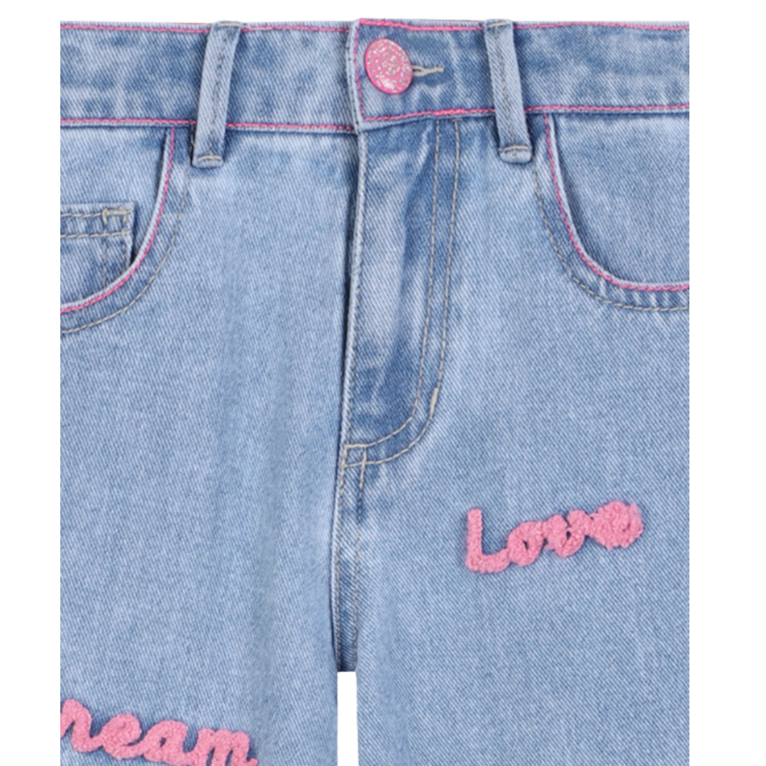 Billieblush - Girls Blue Denim Wide-Leg Jeans