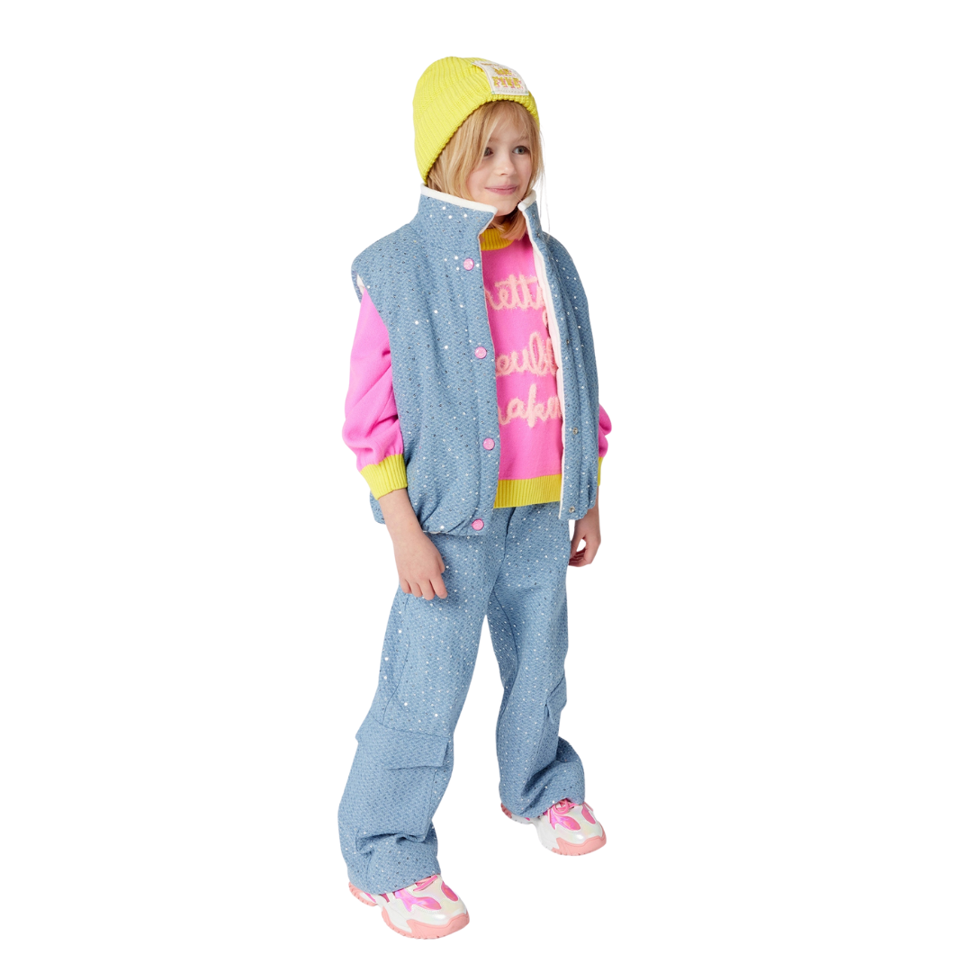 Billieblush - Blue Jacquard Denim Sequinned Gilet