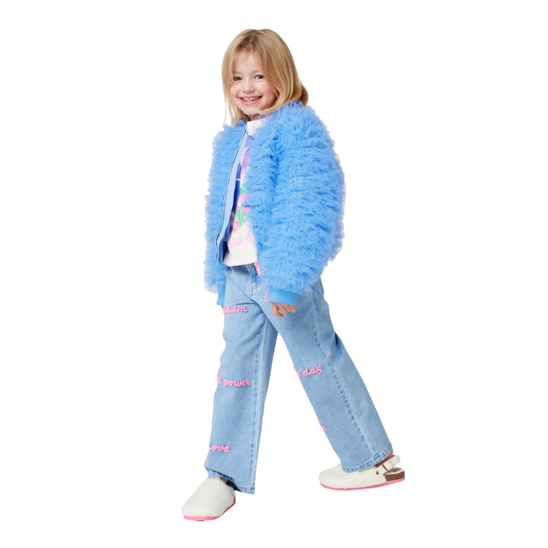 Billieblush - Girls Blue Denim Wide-Leg Jeans