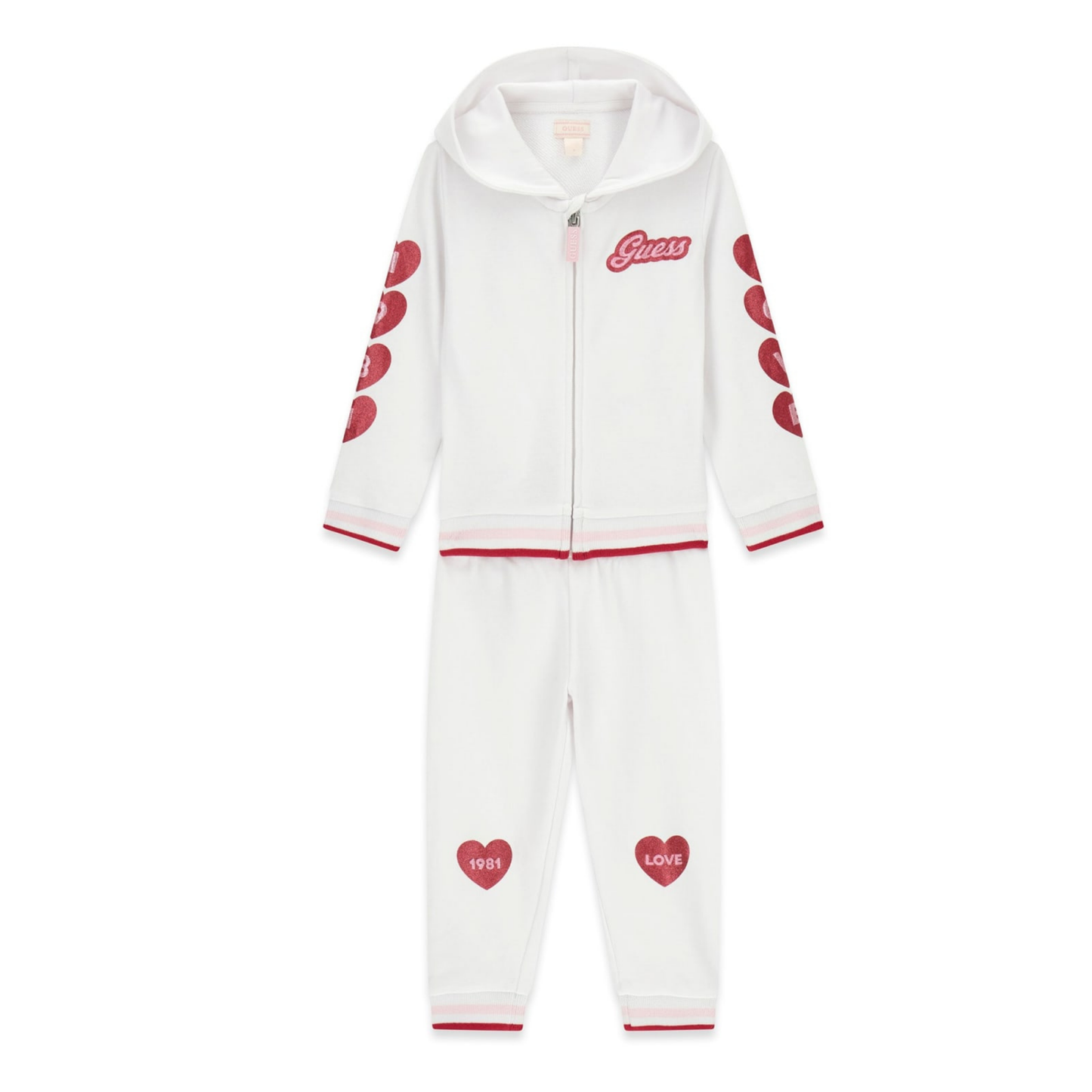 Guess - White Hearts Cotton Tracksuit