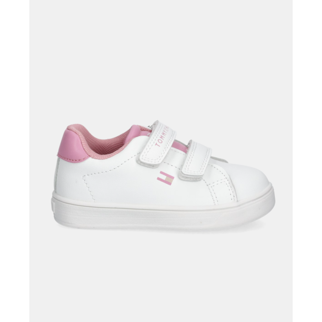 Tommy Hilfiger - White & Pink Low Cut Velcro Sneaker