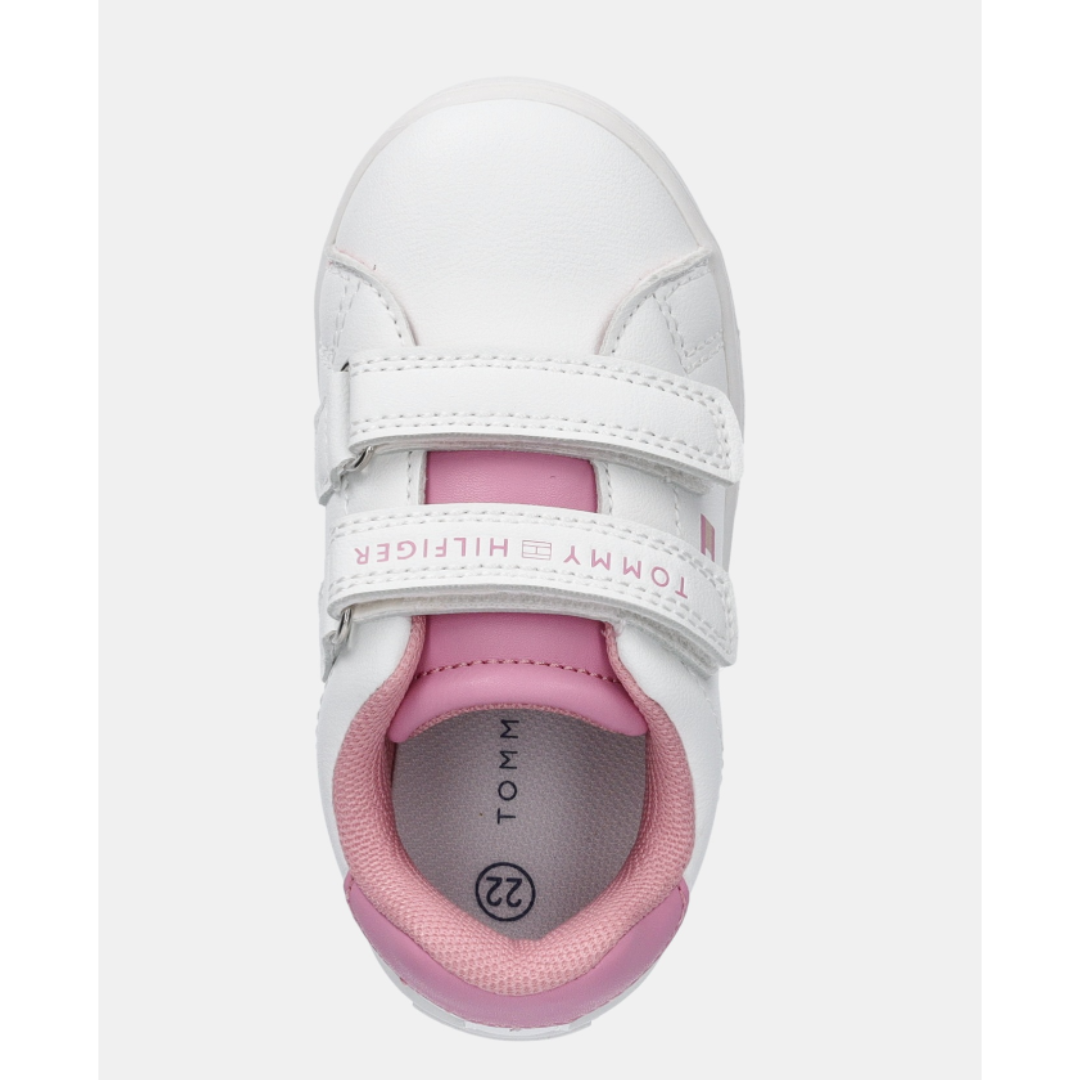 Tommy Hilfiger - White & Pink Low Cut Velcro Sneaker