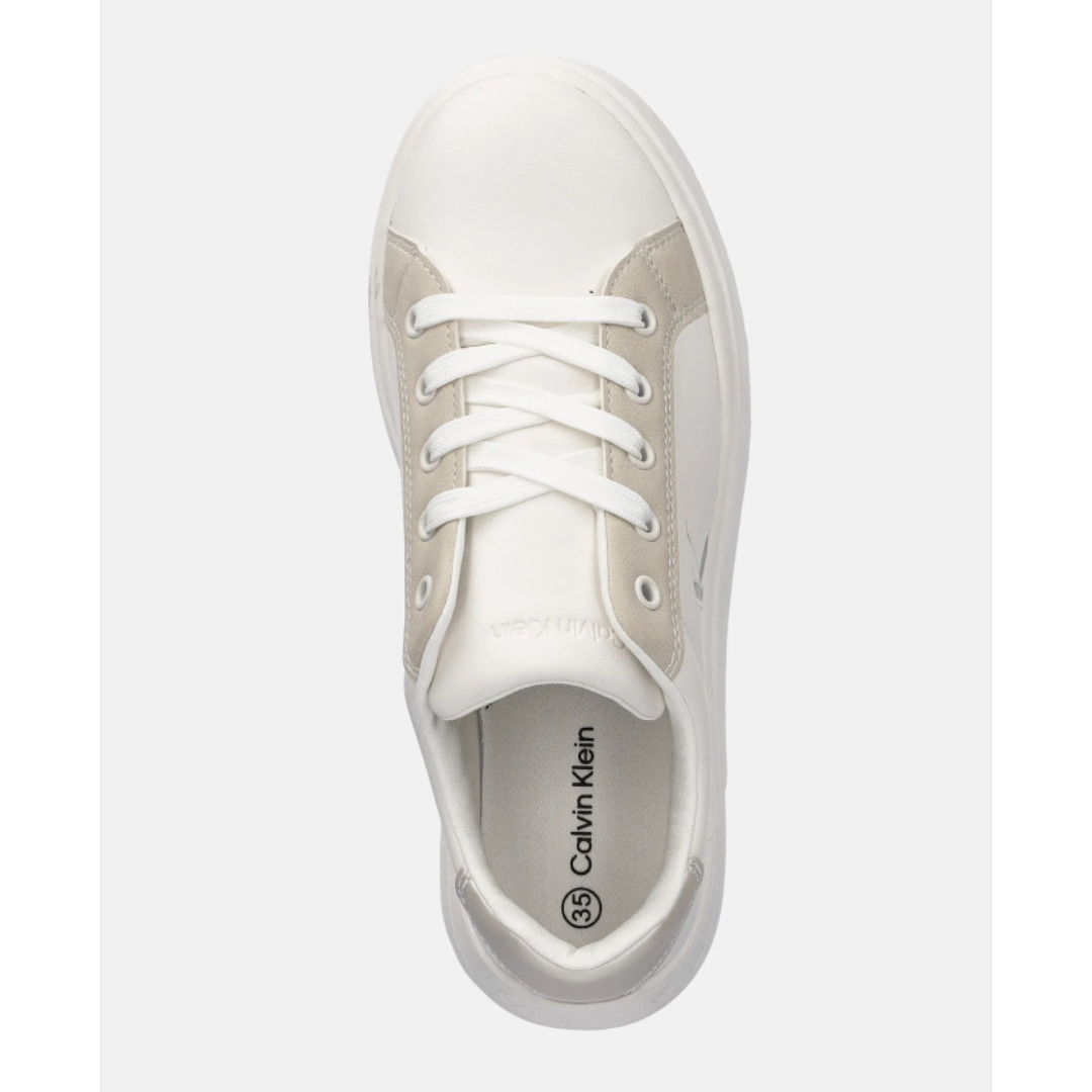 Calvin Klein - White & Beige Classic CK Logo Sneakers