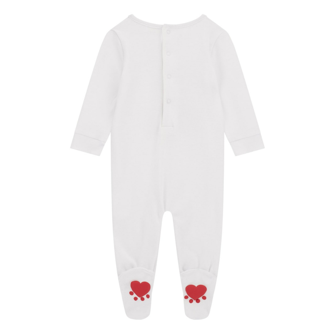 Guess - White Cotton Baby grow with Teddy Bear Mascot