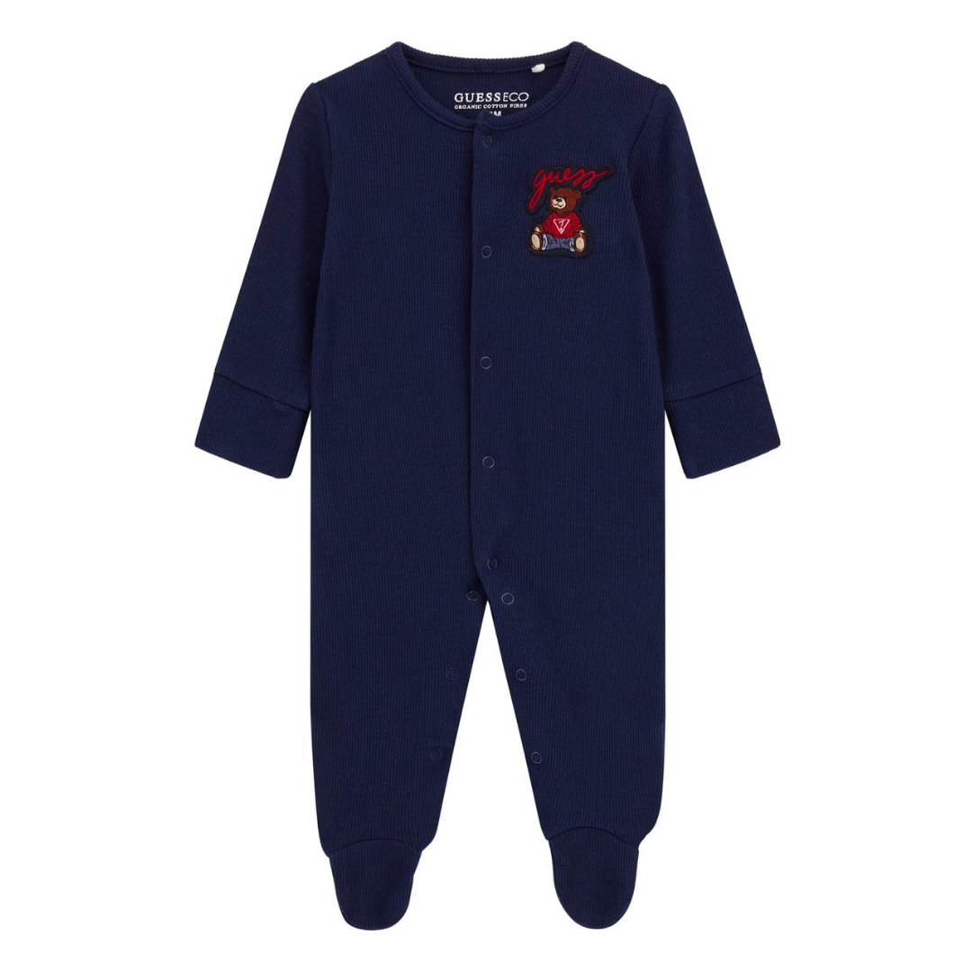 Guess - Blue Cotton Baby Grow with Hat
