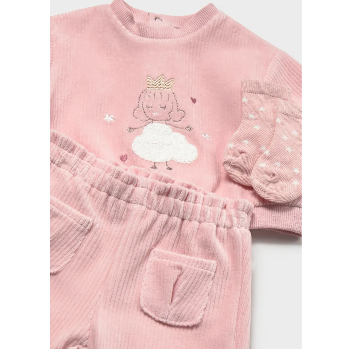 Mayoral - Baby Girls Pink Velvet Set