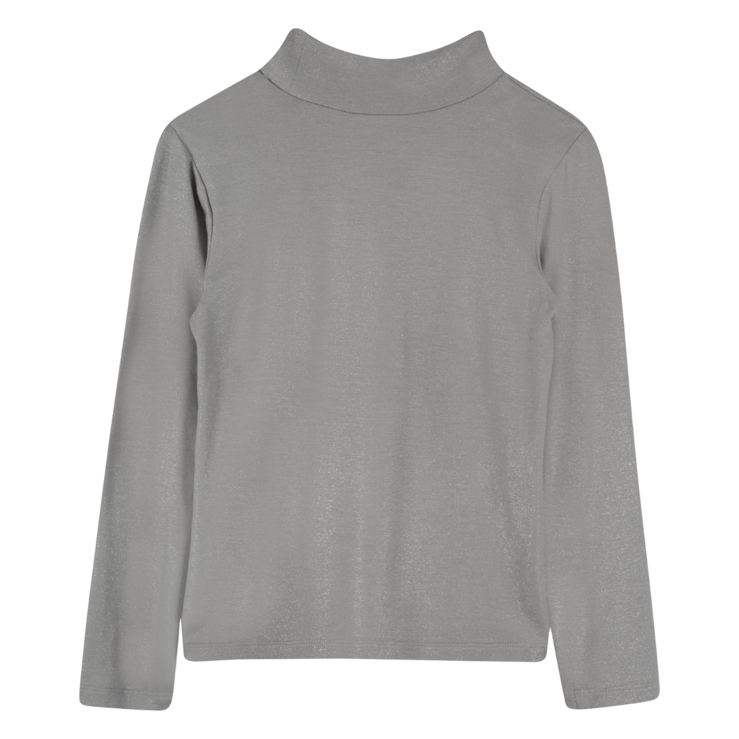 DKNY - Girls Glittery Grey Roll Neck Top