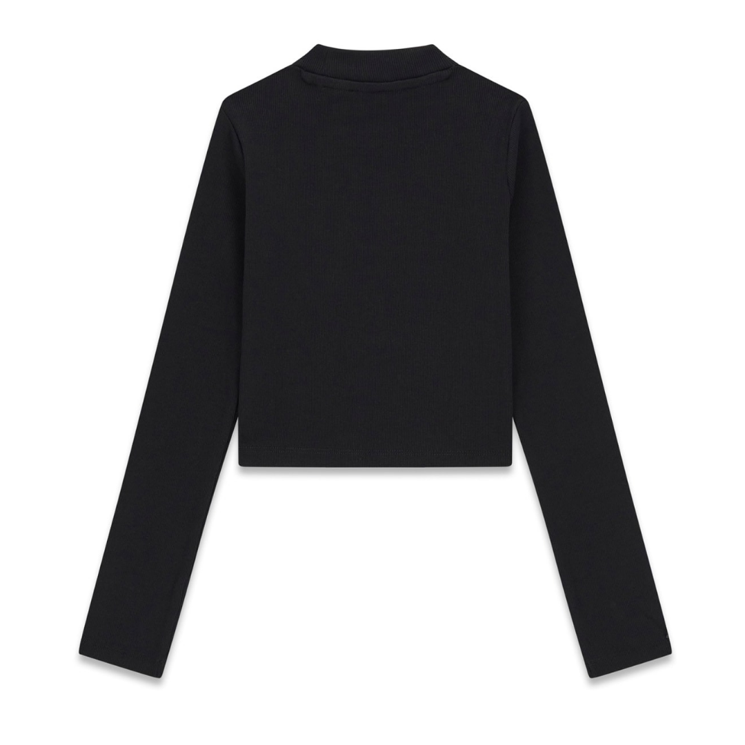 Guess - Black Long-Sleeved Neck Crop Top