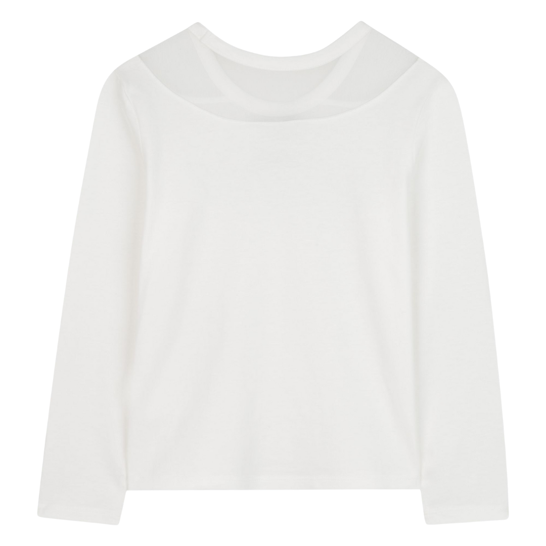 DKNY - Girls White Cotton Long-Sleeved Top