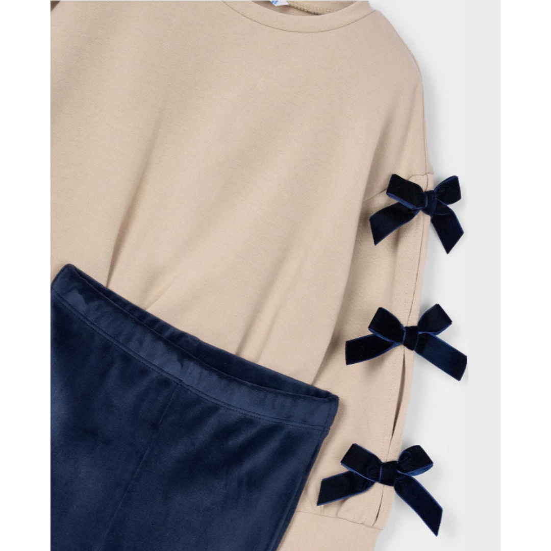 Mayoral - Beige & Velvet Blue Set