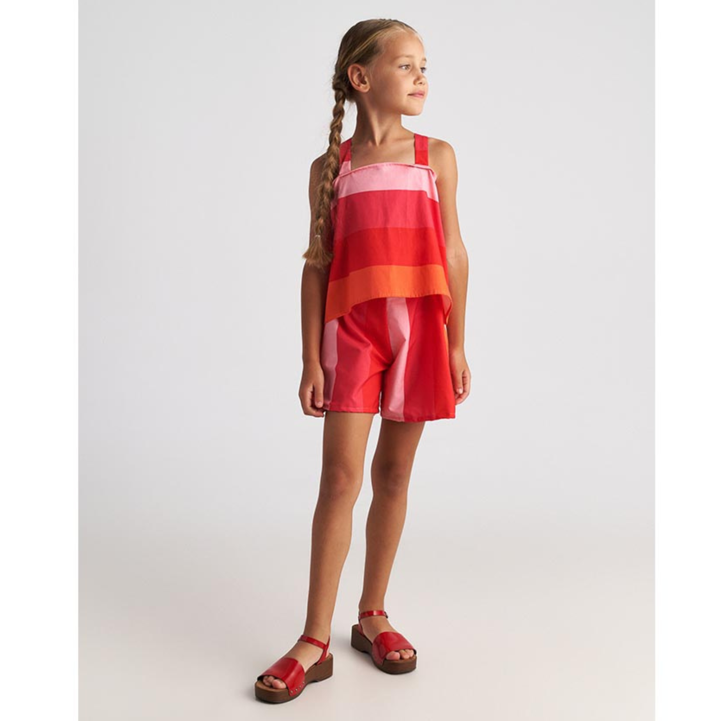Two in a Castle - Scarlet Striped Set with Backless Top & Shorts
