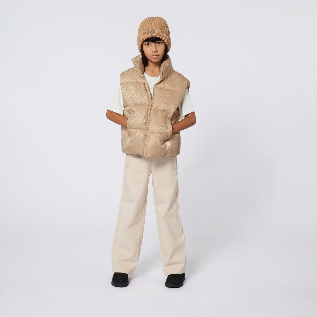 DKNY - Girls Beige Jersey Wide Leg Trouser