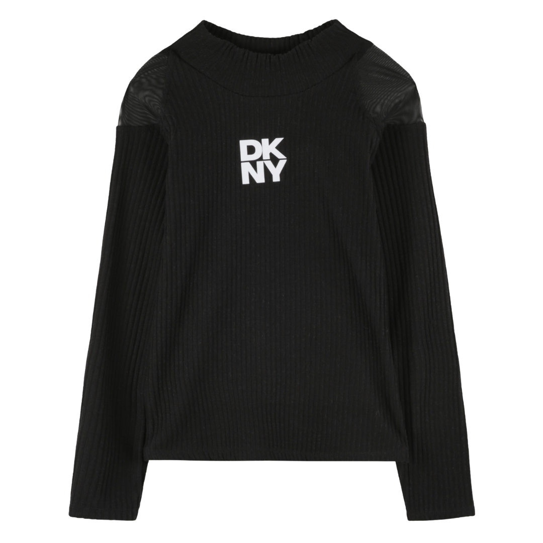 DKNY - Black Long-Sleeved Neck Tin Sweater