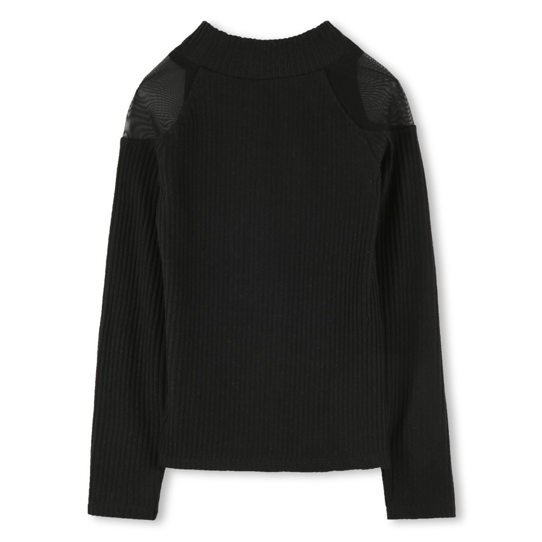 DKNY - Black Long-Sleeved Neck Tin Sweater