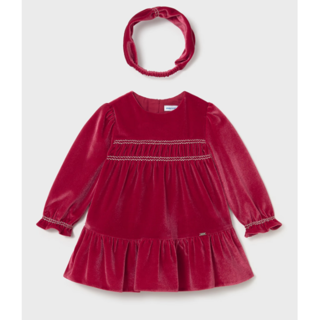Mayoral - Baby Velvet Dress with Headband