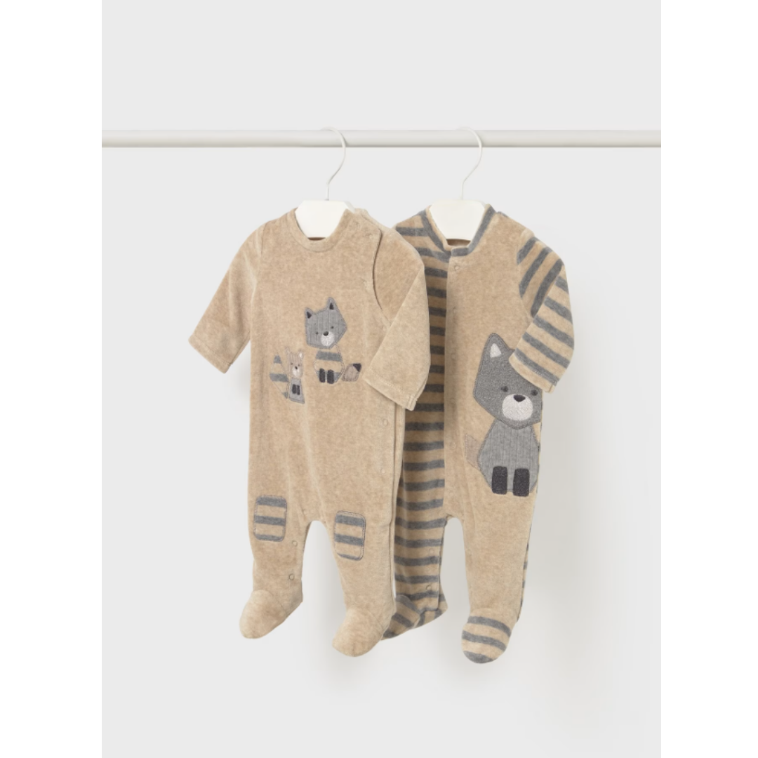 Mayoral - Newborn Beige Lined Romper with Feet