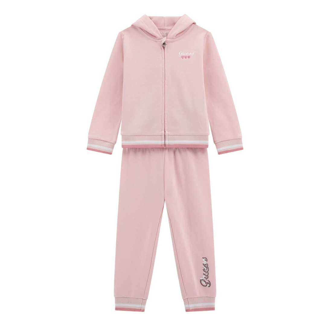 Guess - Baby Pink Cotton Logo Tracksuit