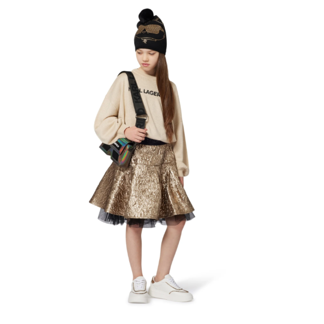 KARL LAGERFELD - Girls Shiny Gold Pullover