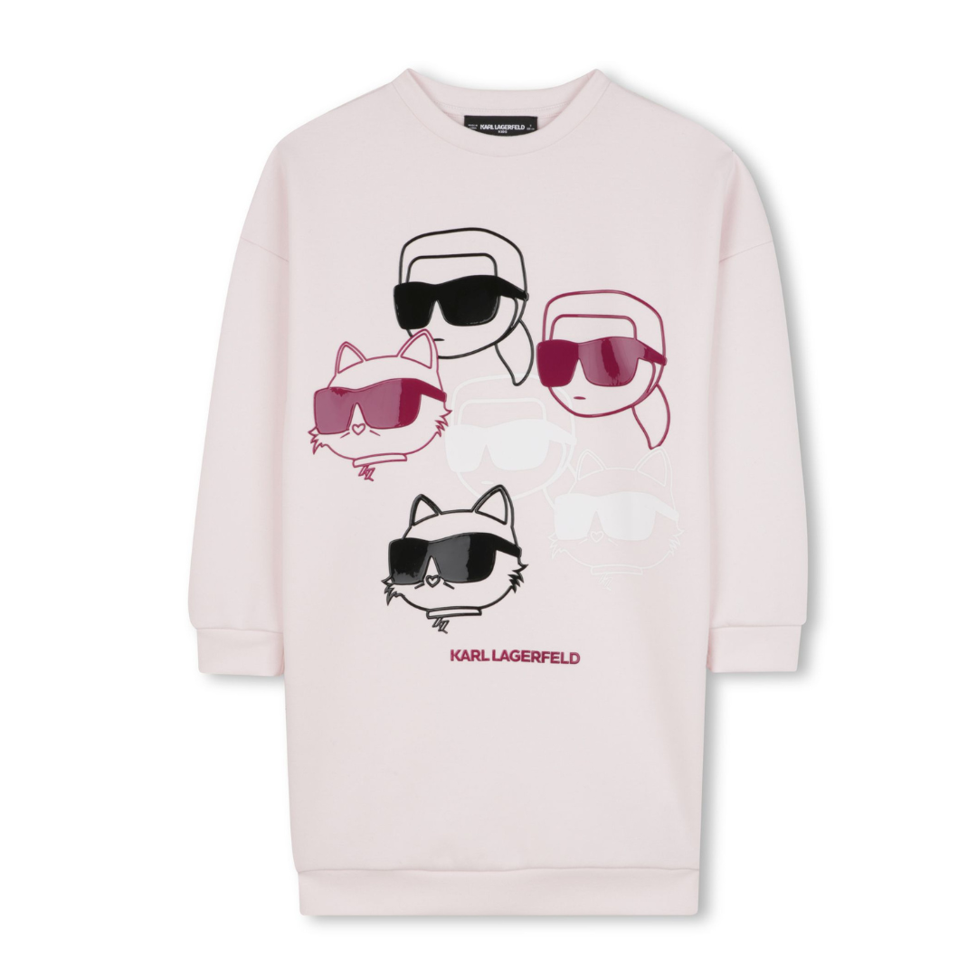 KARL LAGERFELD - Multi Cats Cotton Girls Dress