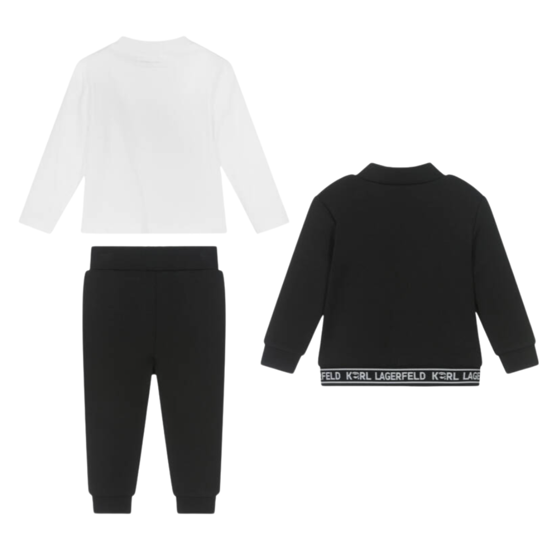 KARL LAGERFELD - Boys Black & White Cotton Tracksuit Set