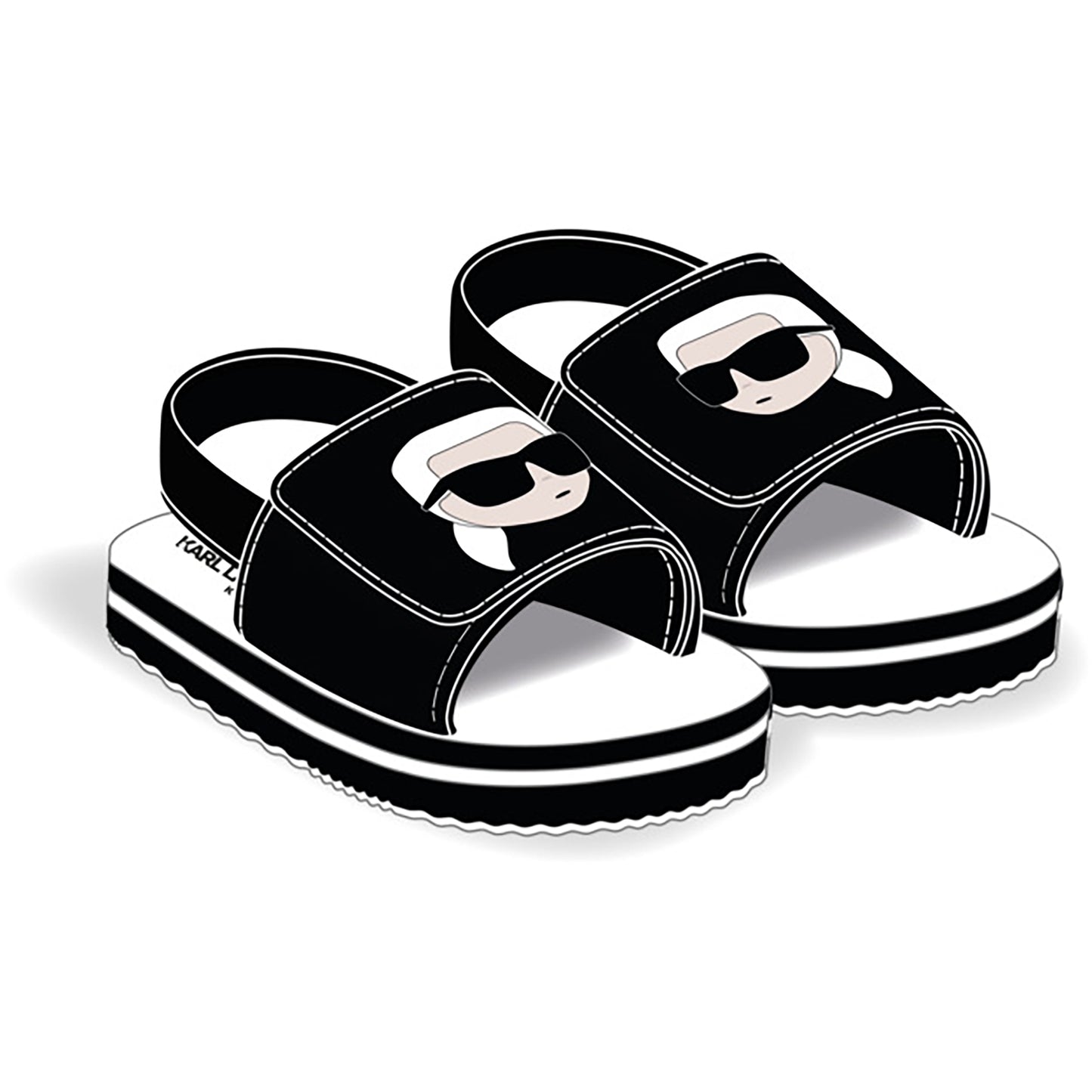 KARL LAGERFELD - Logo Black & White Unisex Slippers