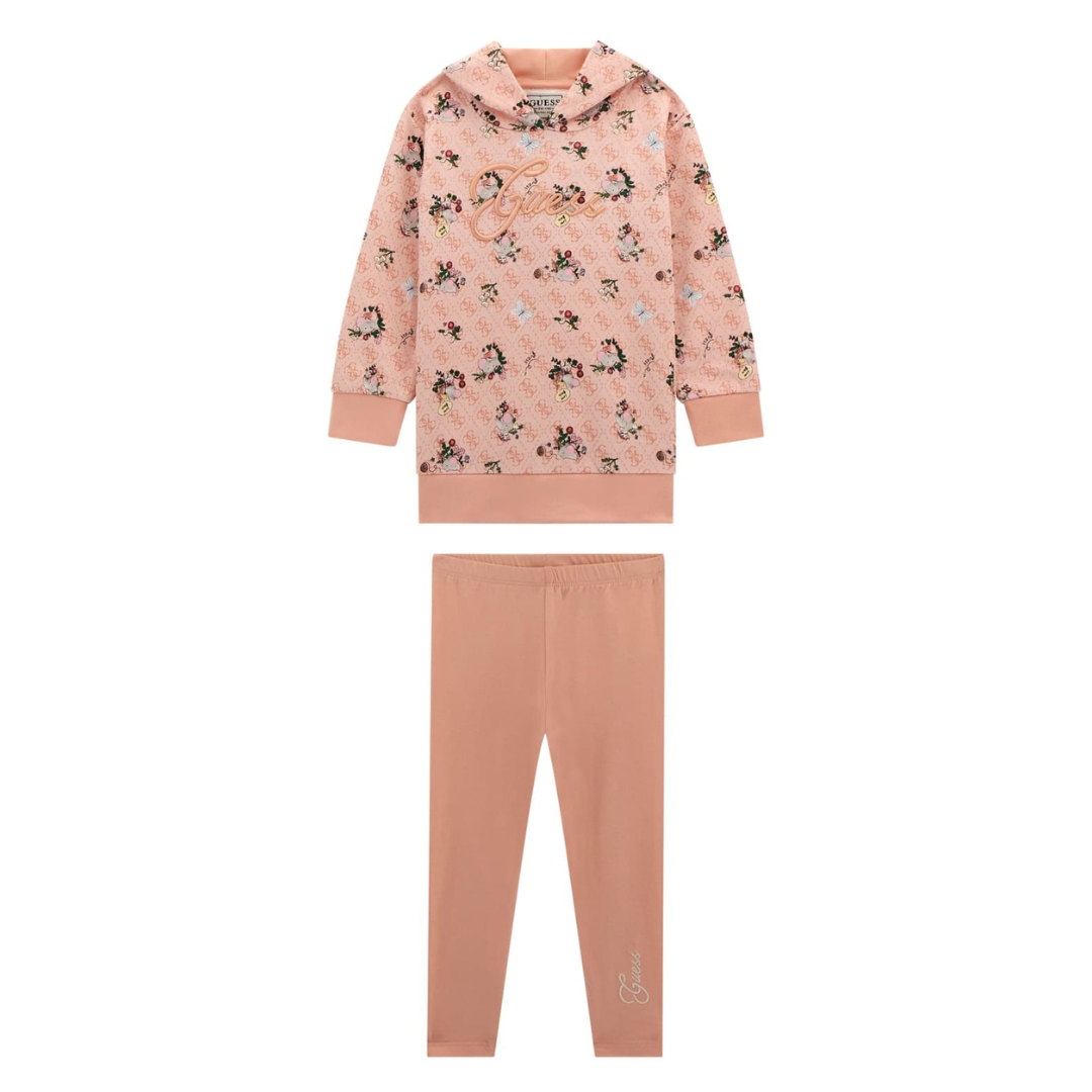 Guess - Peach Logo Prints Hoodie & Legging
