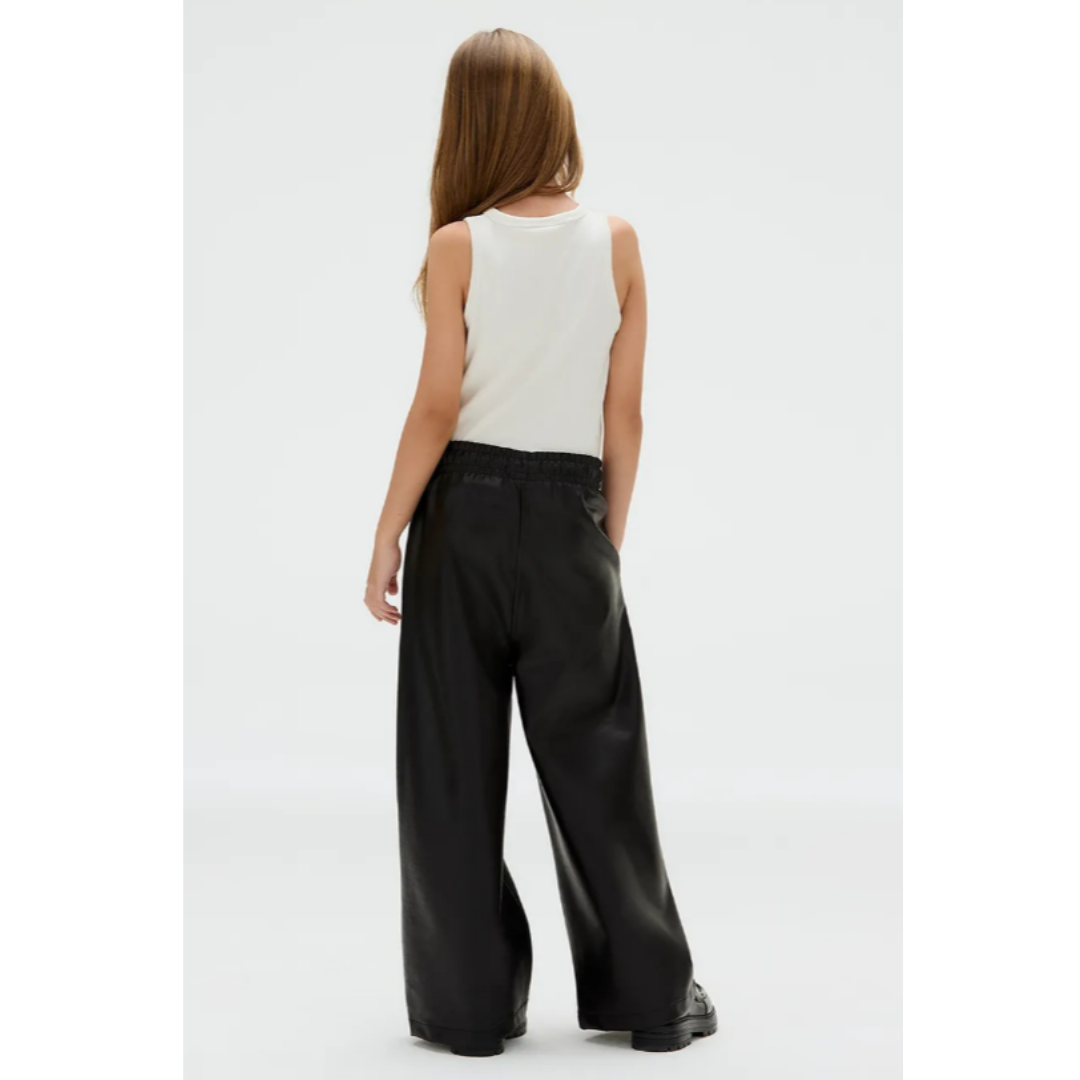 Calvin Klein - Black Leather Open Leg Trouser