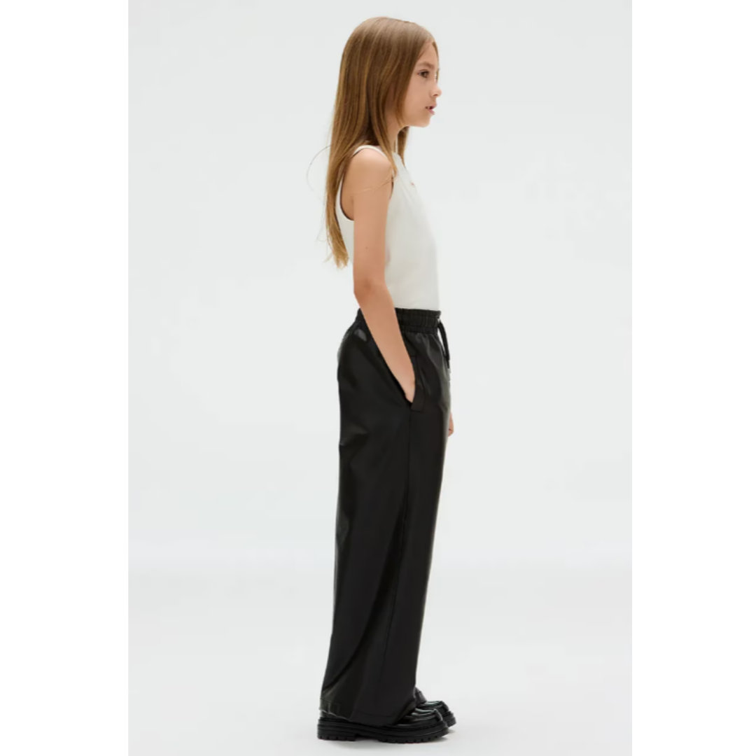 Calvin Klein - Black Leather Open Leg Trouser