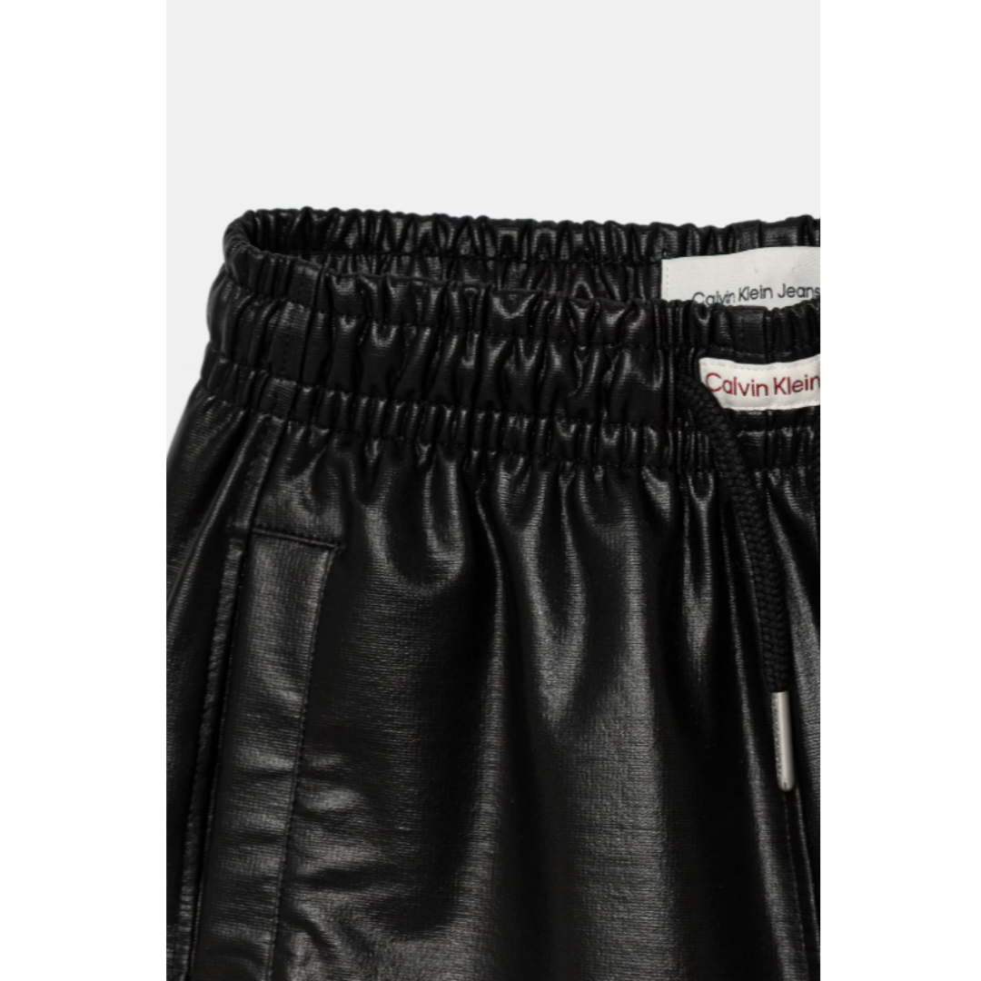 Calvin Klein - Black Leather Open Leg Trouser