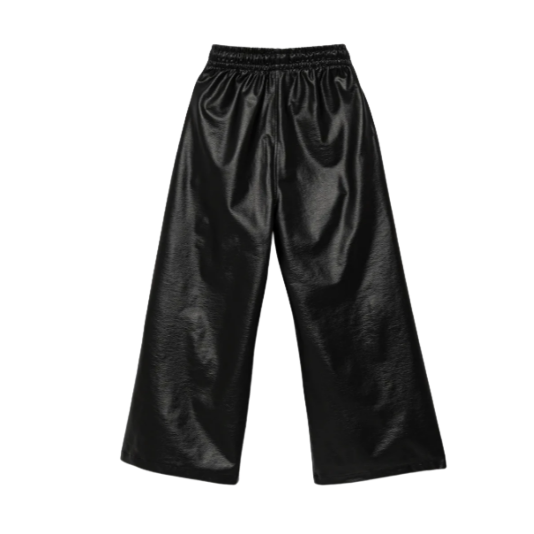 Calvin Klein - Black Leather Open Leg Trouser
