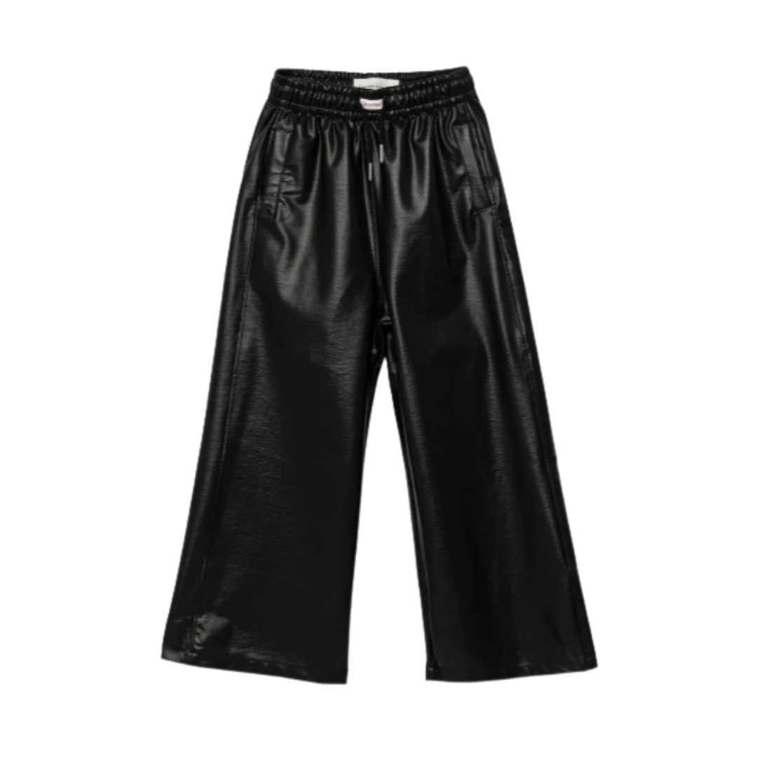 Calvin Klein - Black Leather Open Leg Trouser