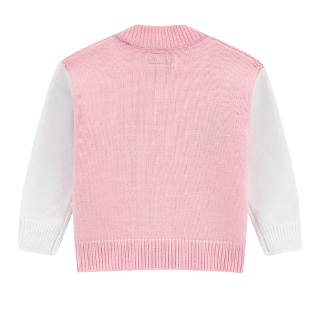 Guess - Girls Pink & White Knit Jacket