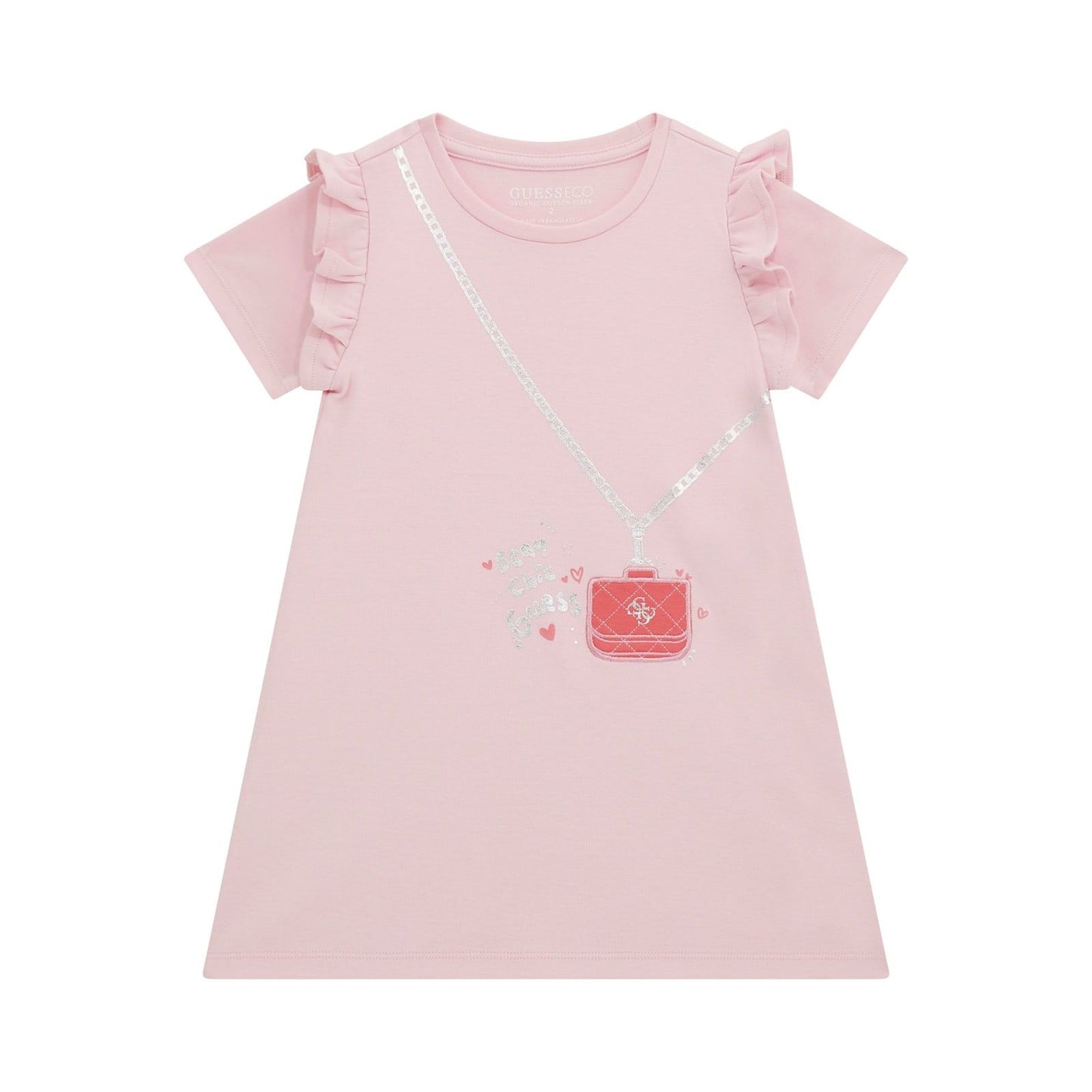 Guess - Pink Cotton Dress With a Bag