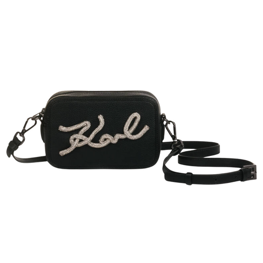 KARL LAGERFELD - Black Faux Leather Karl Logo Bag