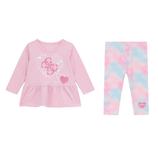 Guess - Logo Print Heart Applique Set