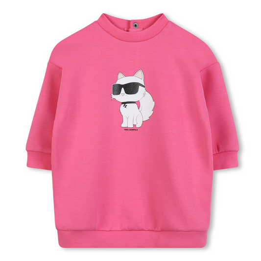 KARL LAGERFELD - Baby Girls Pink Logo Cotton Dress