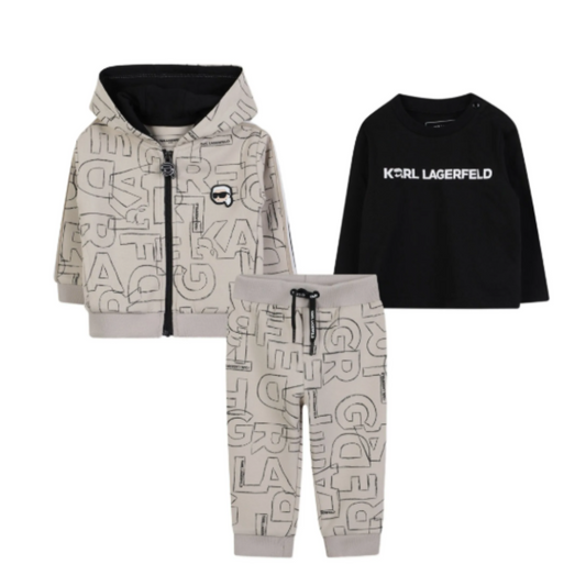 KARL LAGERFELD - Baby Boys Beige Outfit Logo Set
