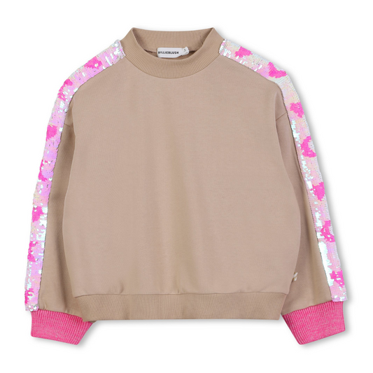 Billieblush - Cotton Sweatshirt with Reversible Sequins