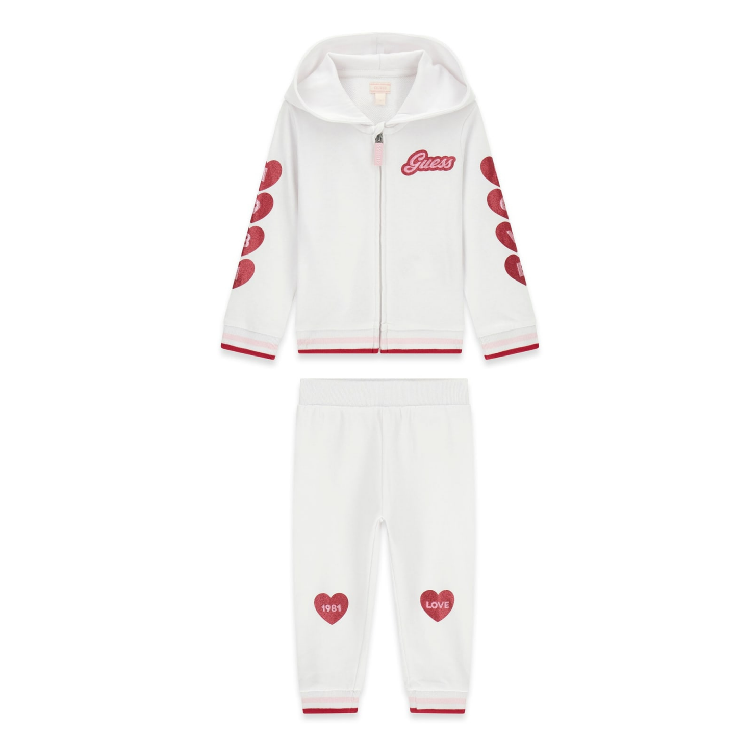 Guess - White Hearts Cotton Tracksuit