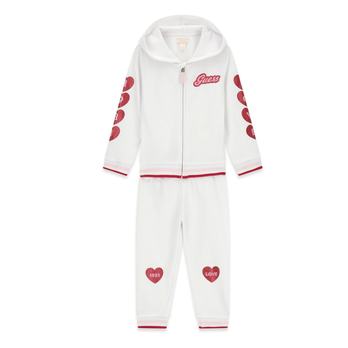 Guess - White Hearts Cotton Tracksuit