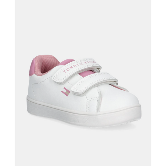 Tommy Hilfiger - White & Pink Low Cut Velcro Sneaker