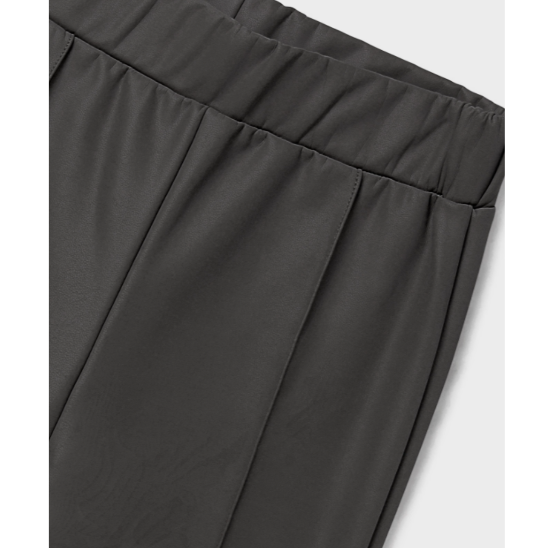 Mayoral - Black Mat Leather Flare Trouser