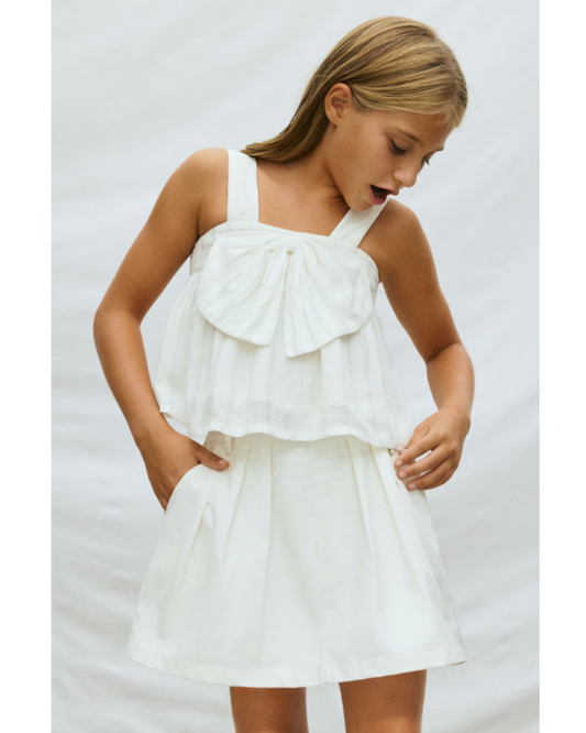 Mayoral - White Bow Set with Skort
