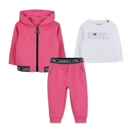 KARL LAGERFELD - Baby Girls Fuchsia Outfit Logo Set
