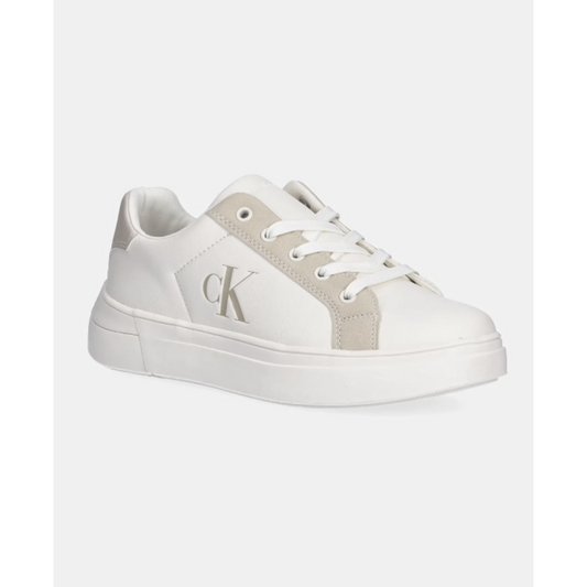 Calvin Klein - White & Beige Classic CK Logo Sneakers