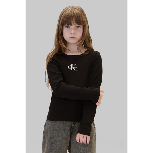 Calvin Klein - Black Monologo Rib LS Top