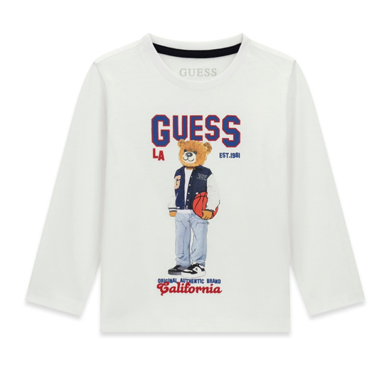Guess - White Long Sleeve Bear Top